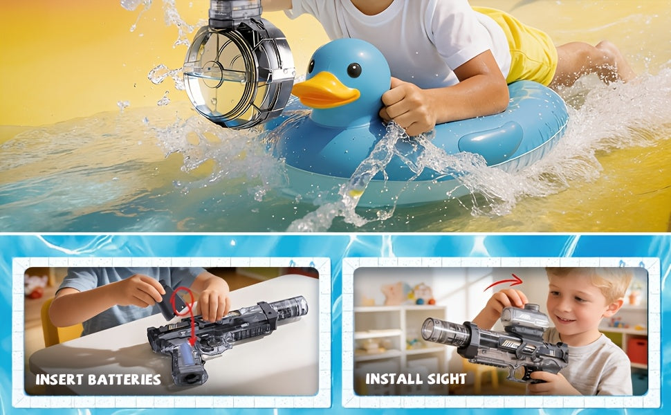 Electric Water Gun For Kids Ages 3-6, Auto Squirt Guns Toys, Large Tank With Sound & Light, Summer Outdoor Pool Beach Party Toys. Birthday Gifts For Boys Girls.