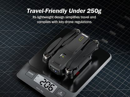 GPS Follow Me Drone Under 250g with 4.5 Inch LCD Screen – Camera Drone for Adults Beginners, Auto Return, Gesture Flight, Brushless Motor, Altitude Hold, 3 Speeds, Supports 32G SD Card