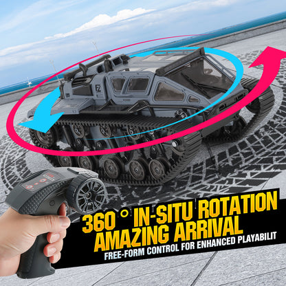 RC Tracked Tank With Full-Proportional Remote Control Car Powerful Offroad For All Terrains With Led Lights And Alloy Door Open Model Military War Car Vehicle Gift For Kids With 2 Batteries