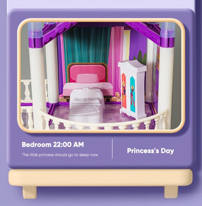 LED Dollhouse Playset for Girls – Purple Multi-Room Playhouse with Doll Figures, Puppies, Furniture & LED Lighting, 6 to 16 Room Options, Creative Imaginative Gift for Girls Ages 3-10 Birthday Christmas