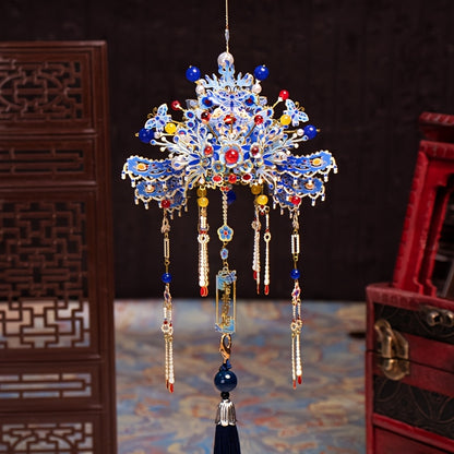 Elegant MU Small Phoenix Crown 3D Metal Puzzle - Vibrant Blue & Golden, Intricate Design with Beads & Tassels - Ideal Birthday or Christmas Gift for Boyfriend or Girlfriend