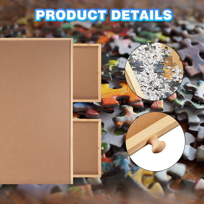 Wooden Puzzle Board 1500 Pieces 27x35 Inch – Large Puzzle Table with 6 Sorting Drawers, Portable Solid Wood Puzzle Organizer for Kids Adults Family, Perfect Gift for Puzzle Lovers