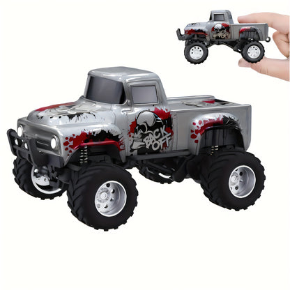 Mini Monster Truck, 1:64 Scale Alloy Shell Toy Car Model, LED Lights Multiple Control Modes Adjustable Speed/Steering, King Of The Road