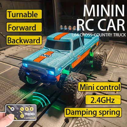 Mini RC Car 1:64 Scale Alloy Remote Control Off-Road Truck with Shock Absorbers – Boys Gift Birthday Christmas Halloween (Dark Gray/Teal/Blue/Mixed)