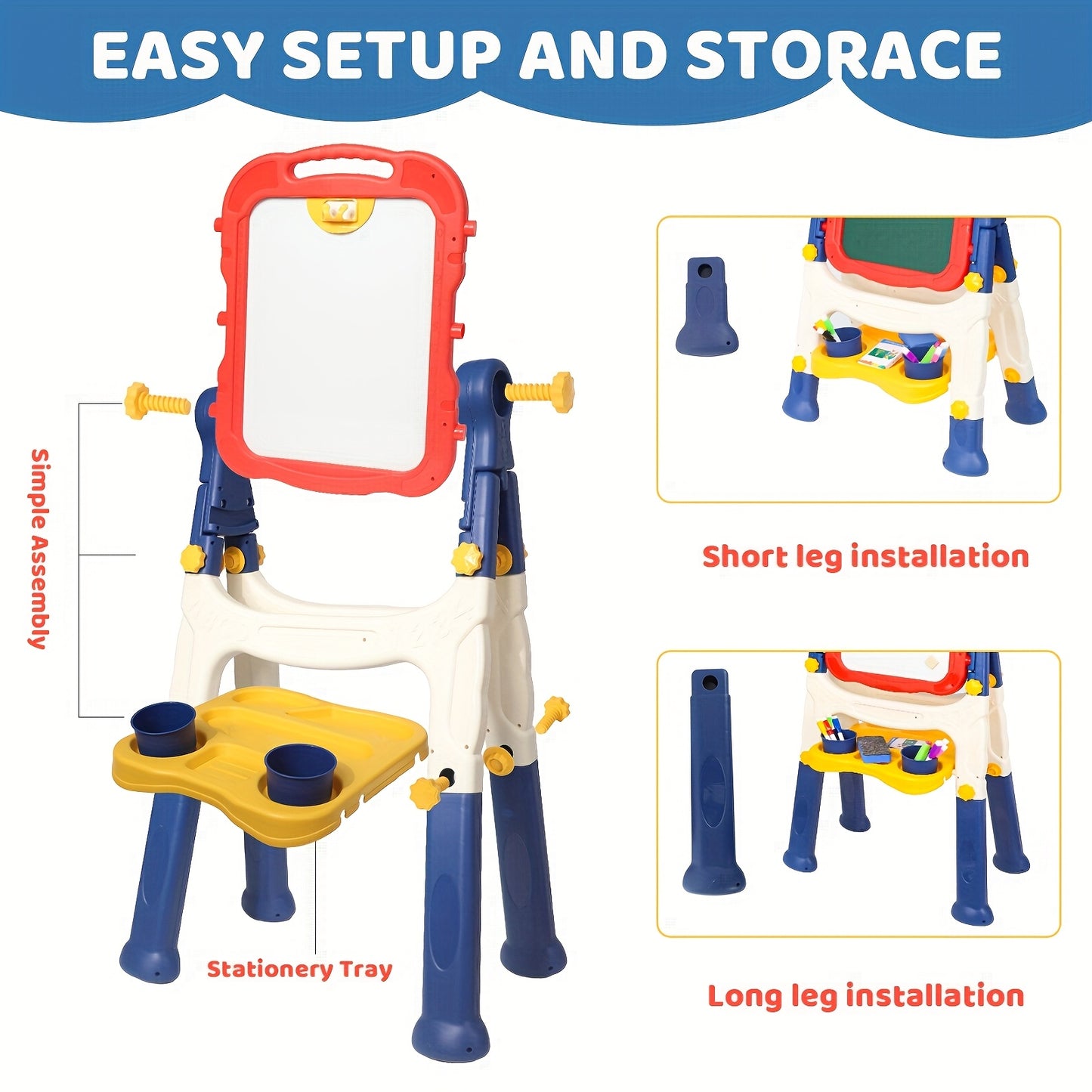 [Ideal Gift] Kids' Art Easel, Adjustable Standing Rotatable Double-Sided Easel with Painting Additions for Youngsters Boys And Girls Age 3+ Years Old, Standing Art Easel, Ideal Birthday/Christmas/New Year Gifts for Kids