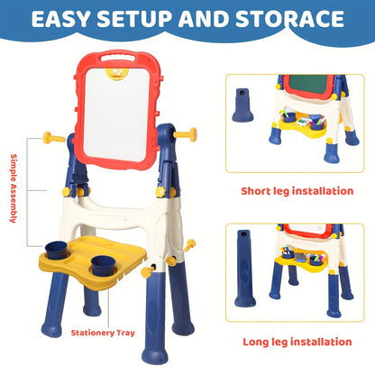 [Ideal Gift] Kids' Art Easel, Adjustable Standing Rotatable Double-Sided Easel with Painting Additions for Youngsters Boys And Girls Age 3+ Years Old, Standing Art Easel, Ideal Birthday/Christmas/New Year Gifts for Kids