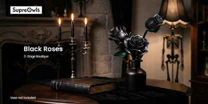 Special Party Gift Gothic Black Rose Flower Artificial Flower Art Piece Background Bouquet Building Set 3 Rose Building Pieces Set 152pcs