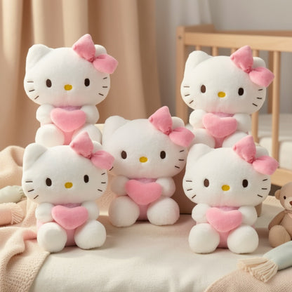 Kawaii Plush Set 5pcs Holding Hearts – Hello Kitty Kuromi My Melody Jade Gui Dog Sanrio Stuffed Animals, Room Decor Birthday Christmas Valentine Holiday Gift for Girls Teens Fans