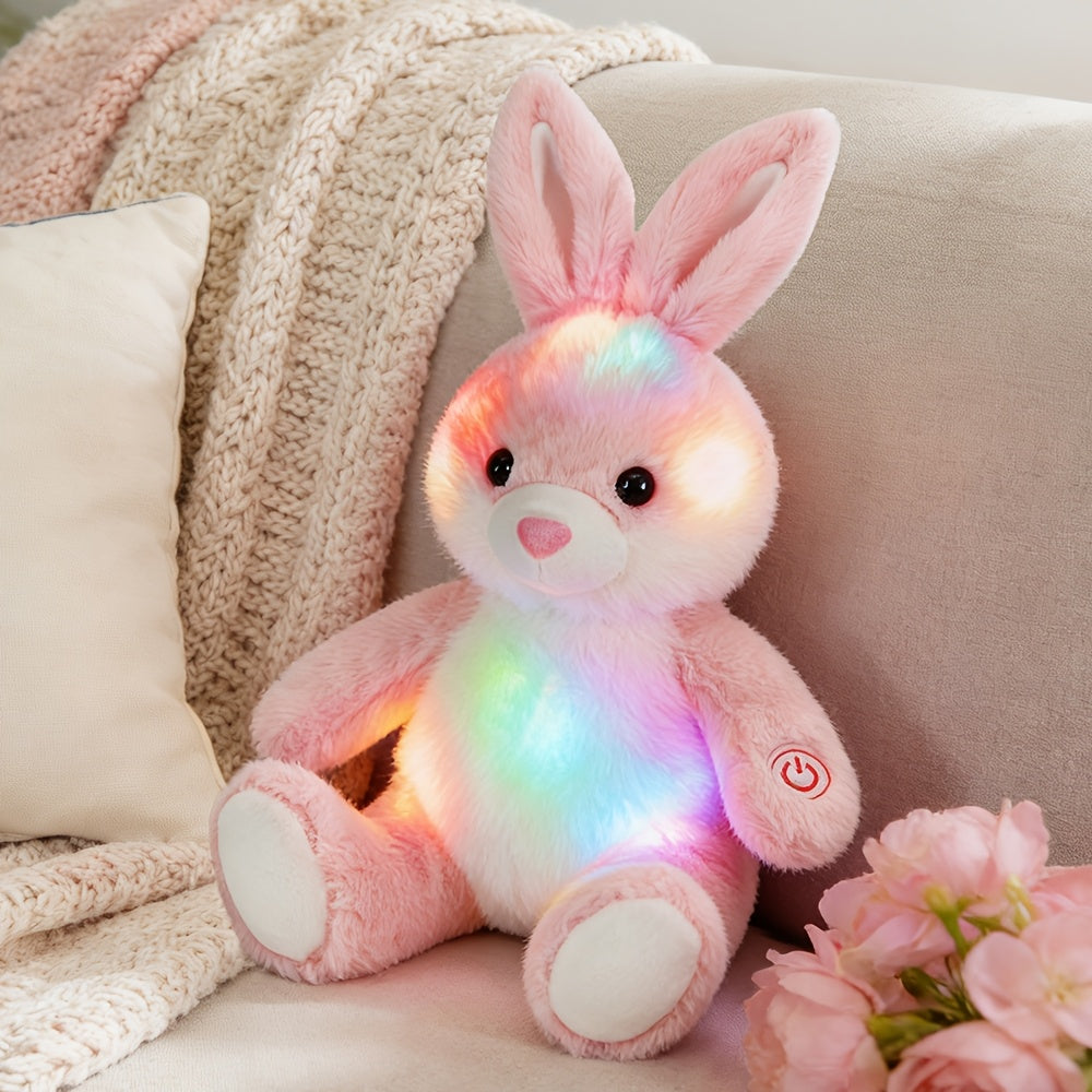 8/12 Inch Light Up Rabbit Stuffed Animals, Kawaii Bunny Plush Toy W/ LED Light, Hugging Toy Gift for Kids Children Christmas Birthday Gift Boys Girls Home Decor, Mother's Day, Valentine's Day, Holiday Perfect Present for Bunny Enthusiasts Easter Hare