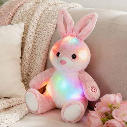 8/12 Inch Light Up Rabbit Stuffed Animals, Kawaii Bunny Plush Toy W/ LED Light, Hugging Toy Gift for Kids Children Christmas Birthday Gift Boys Girls Home Decor, Mother's Day, Valentine's Day, Holiday Perfect Present for Bunny Enthusiasts Easter Hare