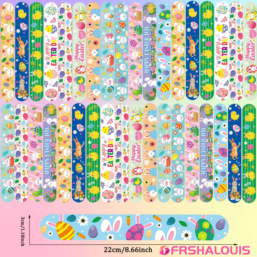 Easter Slap Bracelets for Kids 72 Pcs – Easter Basket Fillers, Egg Fillers, Classroom Prizes & Party Favors for Boys & Girls – PVC Snap Bracelets Bulk for Easter Celebrations & School Rewards