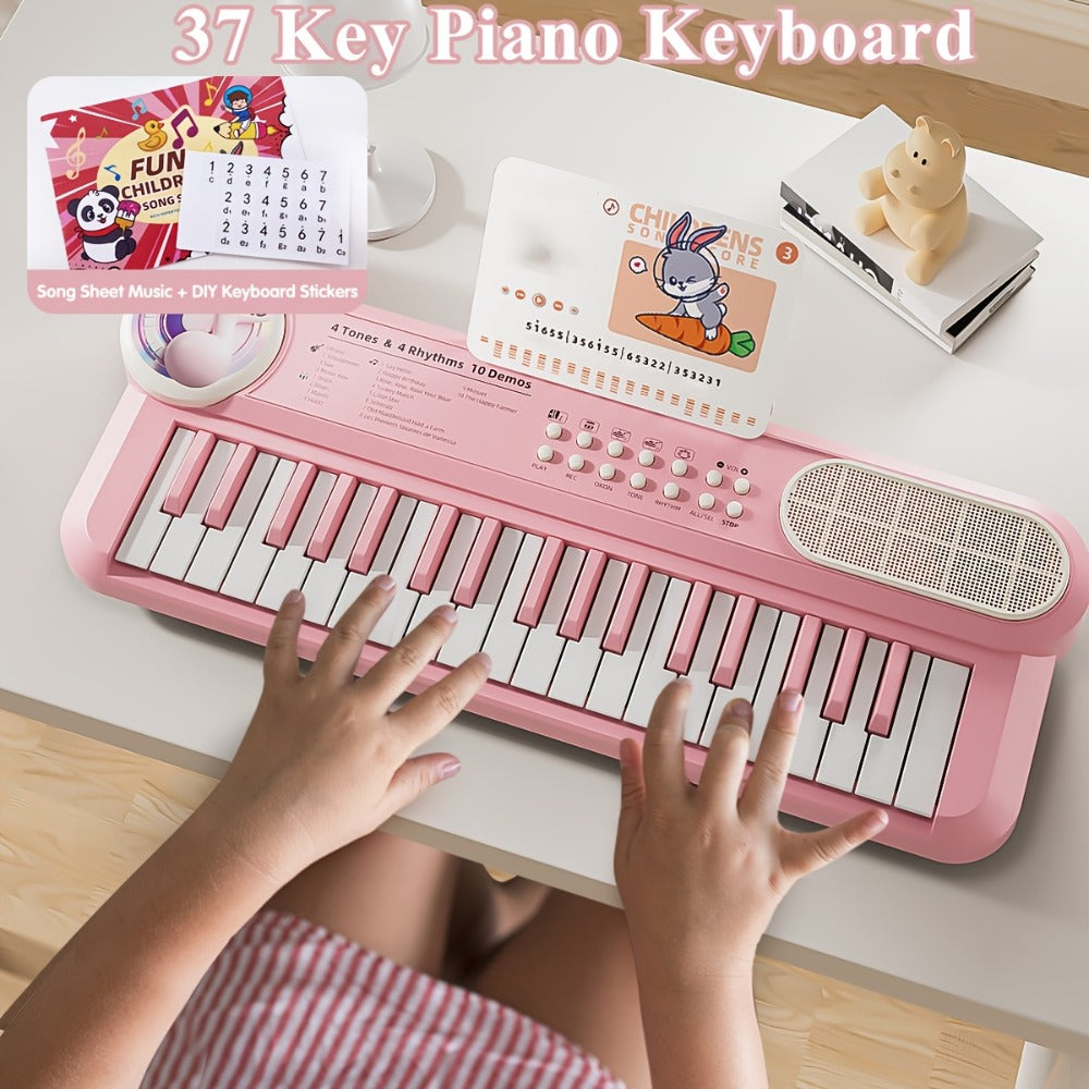 White Kids Electronic Keyboard Musical Toy, Multi-function Instrument, Beginner's Piano for Boys & Girls, Finger Music Playset, Ideal for Christmas, Halloween, Birthday Gift, USB Or AA Batteries (not Included)
