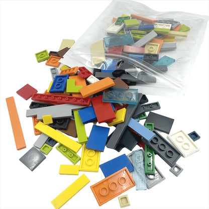 Bulk Flat Tile Building Blocks 150 Pcs – Smooth Thin Plate Bricks 1x1 1x2 1x6 Dots Mixed Particle Set, LEGO-Compatible Bulk Bricks for Kids & MOC Builders, DIY Creative Building Accessory