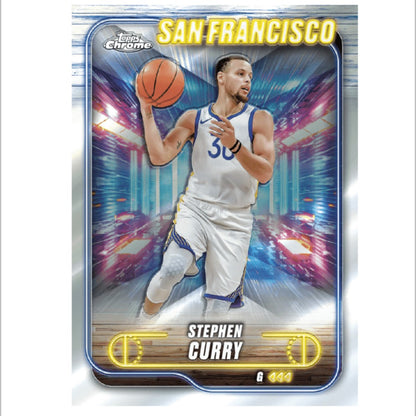 2024/25 Topps Chrome Basketball Mega Box + Hobby Pack Factory Sealed Trading Cards Bundle – Blue Refractors, Rookies & Stars for Collectors