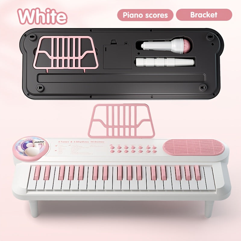 White Kids Electronic Keyboard Musical Toy, Multi-function Instrument, Beginner's Piano for Boys & Girls, Finger Music Playset, Ideal for Christmas, Halloween, Birthday Gift, USB Or AA Batteries (not Included)