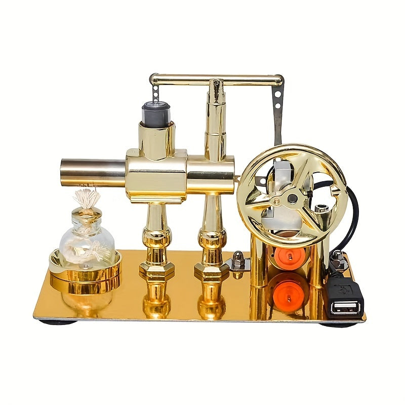 Stirling Engine Generator Kit - Single Cylinder, Stainless Steel Construction, Pneumatic Design Educational Physical Science Experiment Model for Learning and Invention Hobbyists