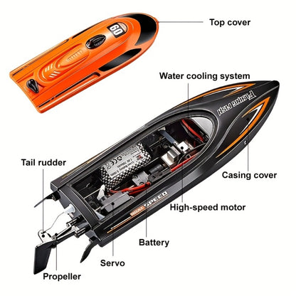 RC Speedboat 30KM/H with LED Night Navigation Lights – 2.4G Remote Control High Speed Boat, Anti-Capsizing Water Cooling System, Pool & Lake RC Toy for Kids & Adults, Birthday Gift