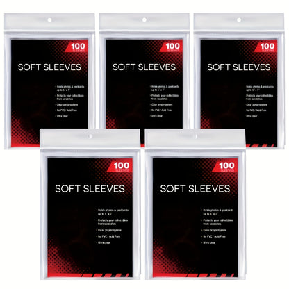 Soft Sleeves 5 Packs of 100 for Standard Sized Cards = 500