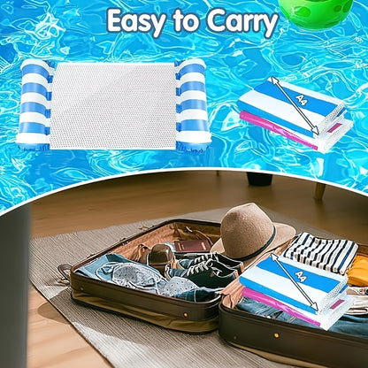 Jixiangyu Adult Swimming Ring 4-in-1 Inflatable Floating Bed - Hammock, Lounger, Raft, and Exercise Saddle - Blue, Navy Blue, Rose Red - for Pool, Lake, Beach Leisure Float