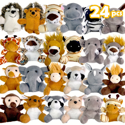Forest Animal Plush Bulk Set 12 or 24 Pack – Mini Stuffed Animals for Animal Theme Party Favors, Classroom Treasure Box Prizes, Goodie Bag Fillers, Birthday Christmas Gifts for Kids