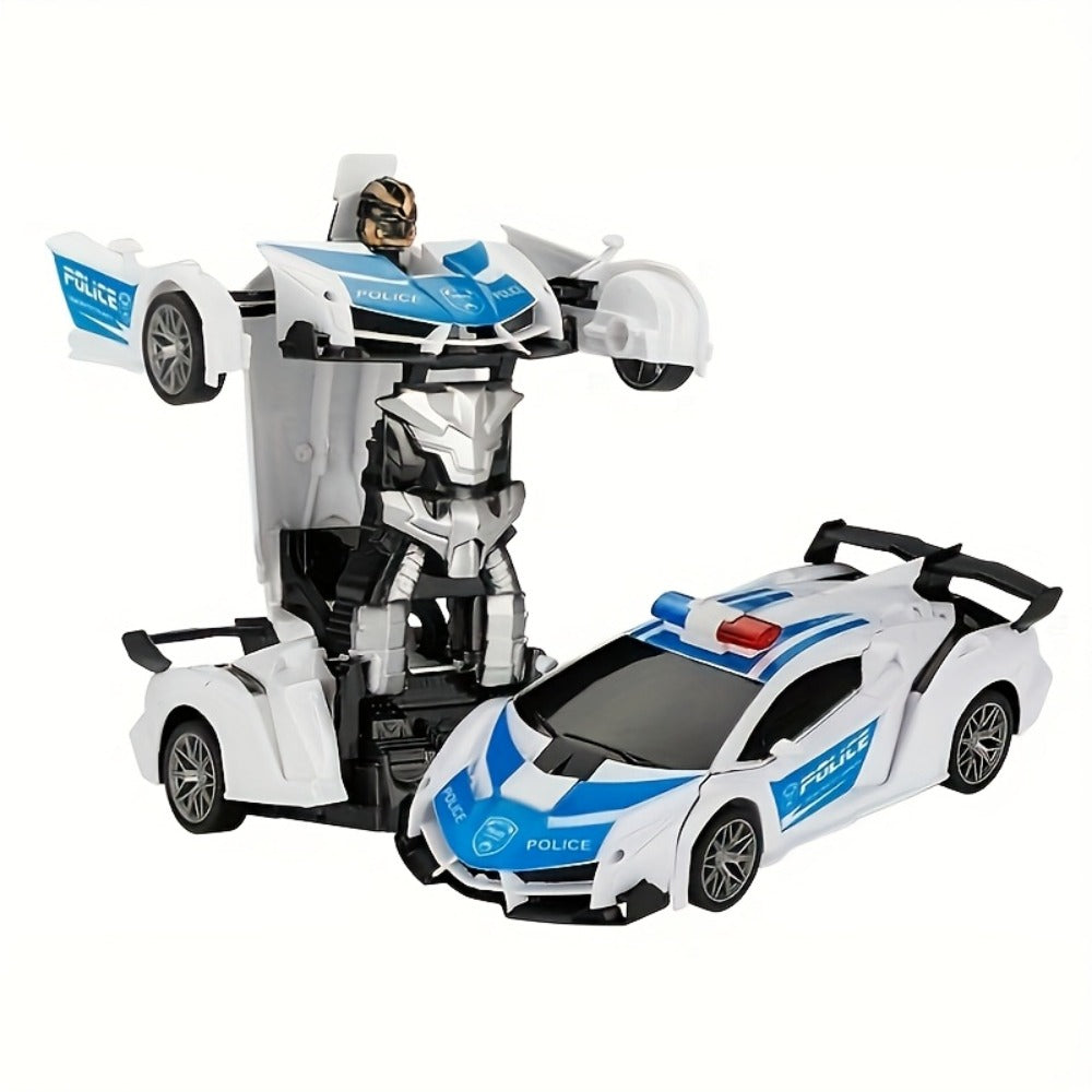 Spider Transformer RC Car for Kids – 1:18 Scale One-Button Transform Robot Toy Car with LED Headlights, 2.4GHz 360° Rotation Drift, Police Car Racing, Birthday Christmas Gift for Boys & Girls Ages 3+