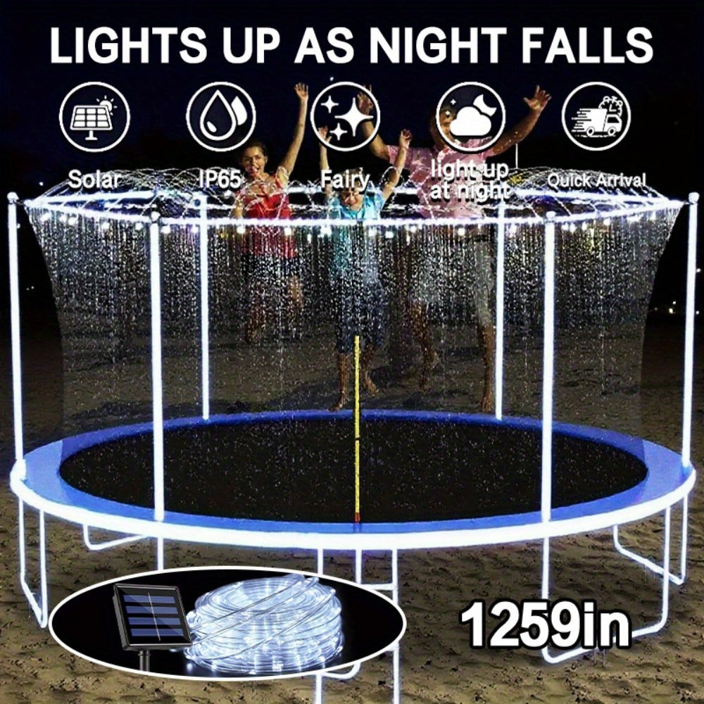 Solar LED Trampoline Lights for Kids & Adults – 50/100 LEDs Colorful Rope Lights, 8 Modes, IP65 Waterproof, Fits 8-16 Ft Trampolines, Outdoor Safety Glow Light