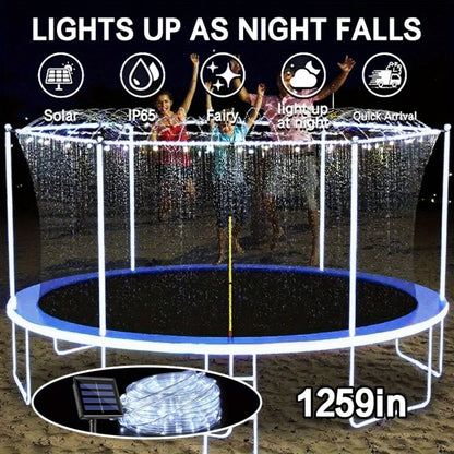 Solar LED Trampoline Lights for Kids & Adults – 50/100 LEDs Colorful Rope Lights, 8 Modes, IP65 Waterproof, Fits 8-16 Ft Trampolines, Outdoor Safety Glow Light