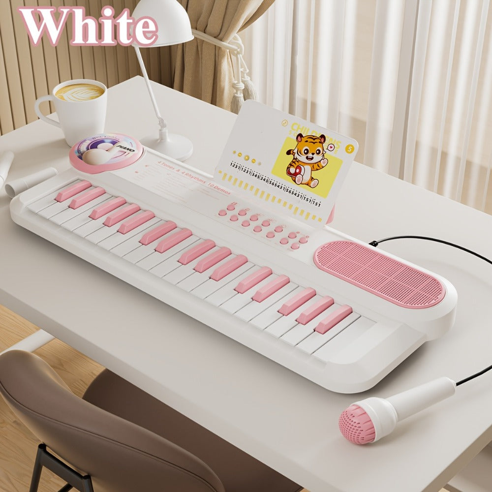 White Kids Electronic Keyboard Musical Toy, Multi-function Instrument, Beginner's Piano for Boys & Girls, Finger Music Playset, Ideal for Christmas, Halloween, Birthday Gift, USB Or AA Batteries (not Included)