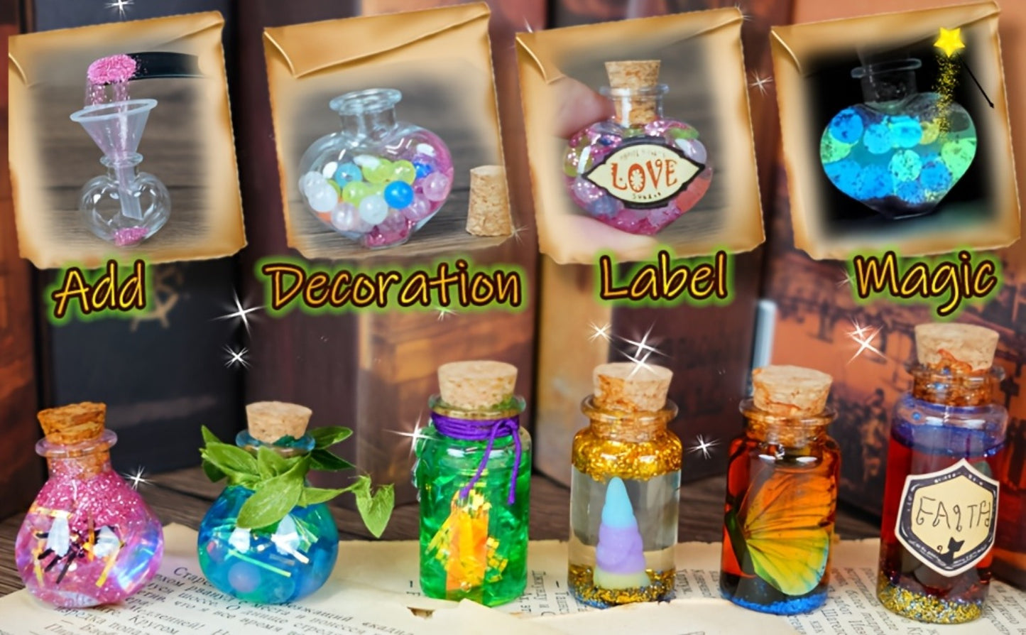 DIY Magic Potion Making Kit for Kids – Wizard Potion Bottles Craft Set Fantasy Arts & Crafts for Girls Boys Ages 6+ Halloween Christmas Birthday Gift Party Activity