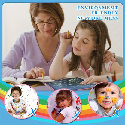 LCD Doodle Board 16 Inch with Stand – Flexible Screen Eye Protection, Portable Educational Drawing Toy for Kids & Adults, Home School Office Travel, White Pink Sky Blue