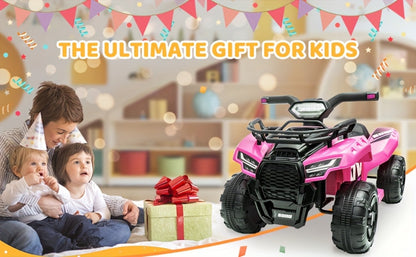 6V Kids Ride On ATV 4-Wheeler Quad Electric Toy Car for Toddlers 18-36 Months Boys Girls Best Birthday Gift with Treaded Tires Push Button Go
