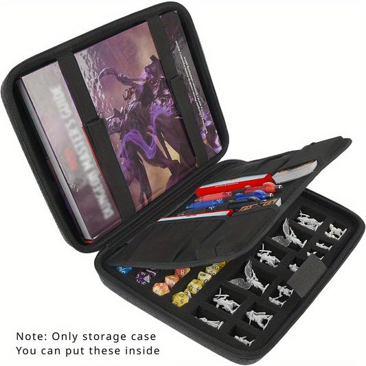DnD Dice Tray & Storage Box for D&D RPG MTG Tabletop Games – Polyhedral Dice Rolling Tray Organizer Case for Dungeons & Dragons, Pathfinder, Warhammer & Board Games, Sleek Black Gamer Gift (Case Only)