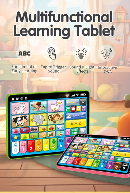 Trilingual Toddler Learning Tablet Toy — 39 Buttons 4 Play Modes Alphabet Numbers Colors Animals Music, Speech Therapy & Language Development Toy for Baby 12 Months+ Boys Girls, Birthday Christmas Gift