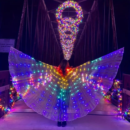 LED Feather Dance Costume Glowing Luminous – Light Up Belly Dance Performance Dress for Women Halloween Christmas Mardi Gras Rave Stage Show White Purple Warm White