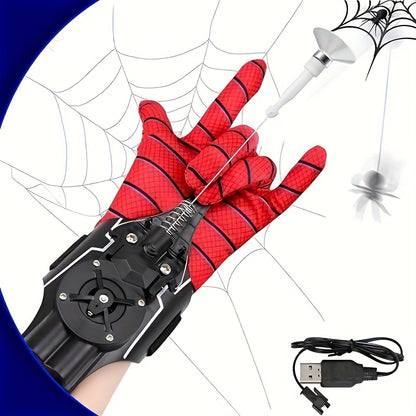 Spider Web Shooters Real, Spider Launcher Wrist Toy for Kids, 8ft Realistic Web Launcher String, Cool Gadgets String Gloves Shooters Toy for Superhero Role-Play (Black)