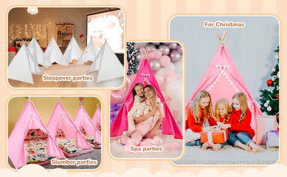 Teepee Tent, Indoor/Outdoor Play Tent Suitable for Nordic Conical Family Princess Small House, Washable Tent for Birthdays And Holidays, Christmas And Halloween (Without Padding)