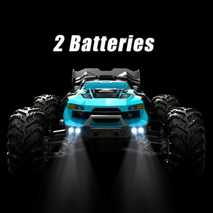 High Speed RC Car 1:16 Scale 4WD 70KM/H Off-Road Drift Racing Vehicle with RC390 Motor, 2.4GHz Remote Control, LED Lights, Head-Up Wheelie, 2 Batteries – All-Terrain Kids & Adult Gift