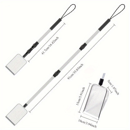 1pc Stainless Steel Beach Sand Sifter, Retractable Beach Sieve for Treasure Hunting, Shell Conch Collecting, Also for Cat Litter Scoop