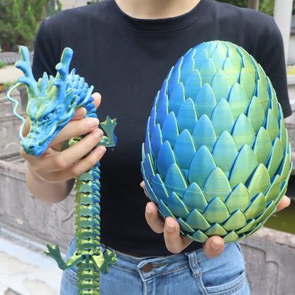 Dragon Egg Gift Set 3D Printed – 7.09in Scaled Egg + 23.62in Large Dragon Ornament, 10 Colors Rainbow Amethyst Crystal Fantasy Collector Gift for Adults Easter Valentine Birthday