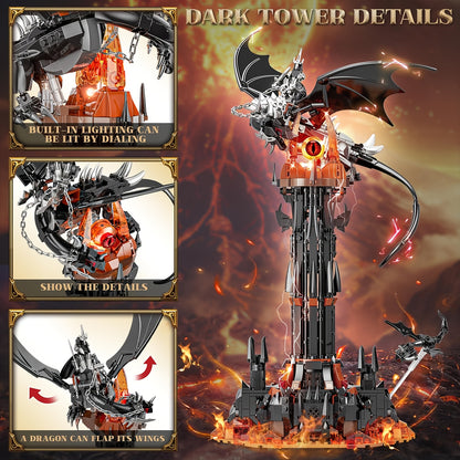 Black Dragon Guardian Tower Dragon Castle Building Assembly Model Halloween Gift Dark Black Magic Tower