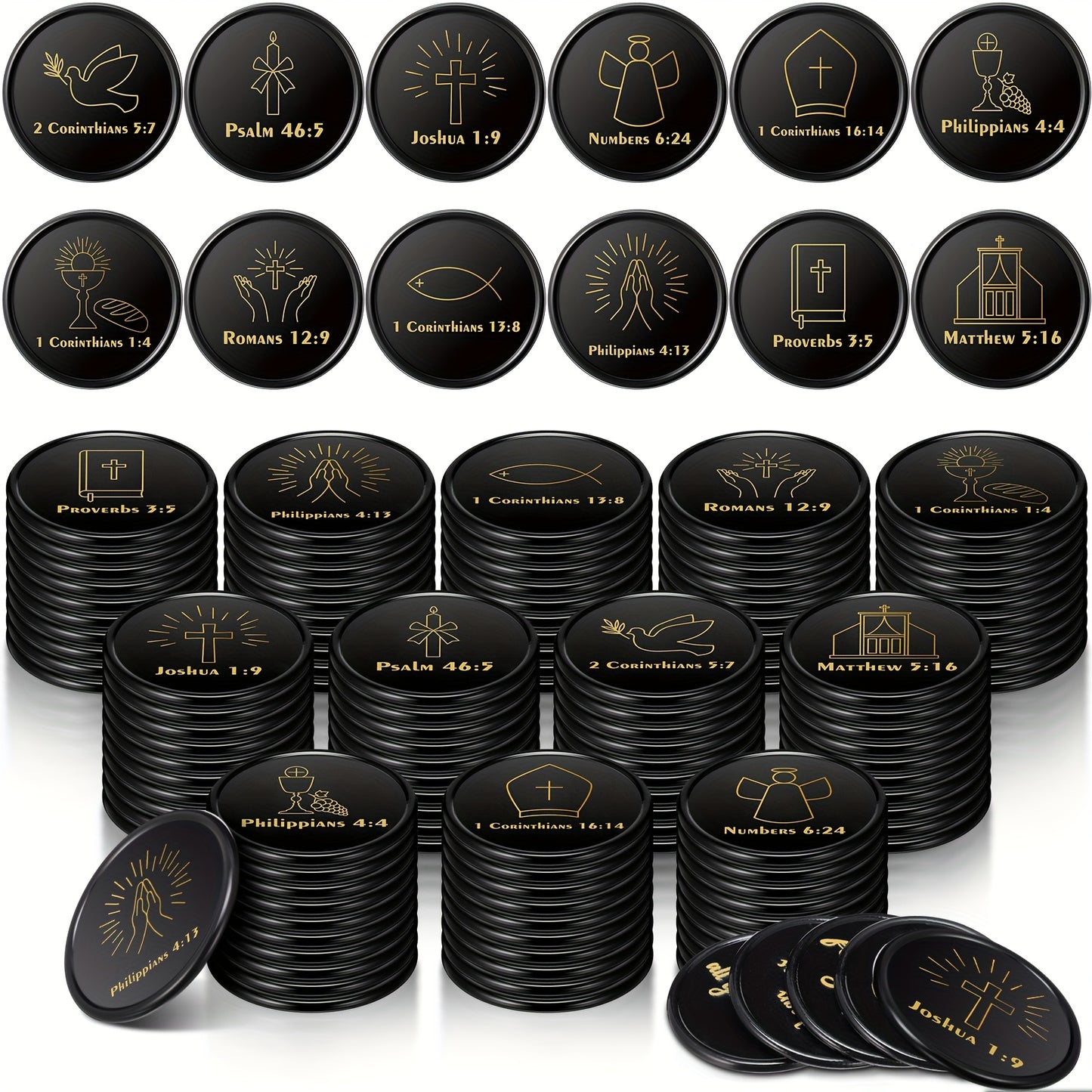 120pcs Christian Gift Bulk Bible Verse Party Favors Christian Themed Tokens Bible Verse Coins for Sunday Motivational Quote Token for Church And VBS Prizes (Classic)