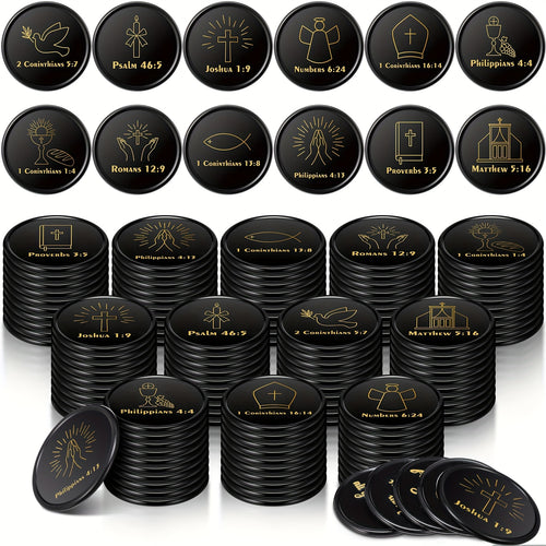 120pcs Christian Gift Bulk Bible Verse Party Favors Christian Themed Tokens Bible Verse Coins for Sunday Motivational Quote Token for Church And VBS Prizes (Classic)