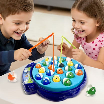 Kids Fishing Game with Rotating Board – 21 Fish & 4 Fishing Rods, Fast-Action Electronic Fishing Toy for Toddlers Ages 3+, Fun 2-4 Player Family Game, Great Birthday Gift