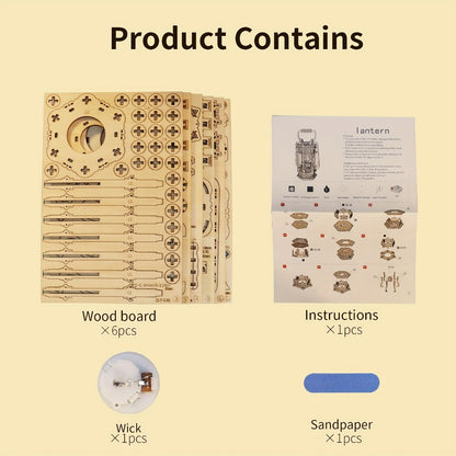 LED Wooden Lantern Model Kit – Rotating Mechanical 3D Wooden Puzzle for Adults & Teens, Glowing Vintage Desk Decor Display, Unique Christmas Birthday Gift for Puzzle Lovers & Craft Enthusiasts