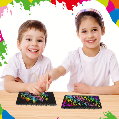 Rainbow Scratch Party Favors Kids: Birthday Gifts Toy Bulk Scratch Art Notebook 48 Pack Scratch Paper Birthday Party Favor Girls Boys Art Craft Kit Scratch Pads Classroom Prizes