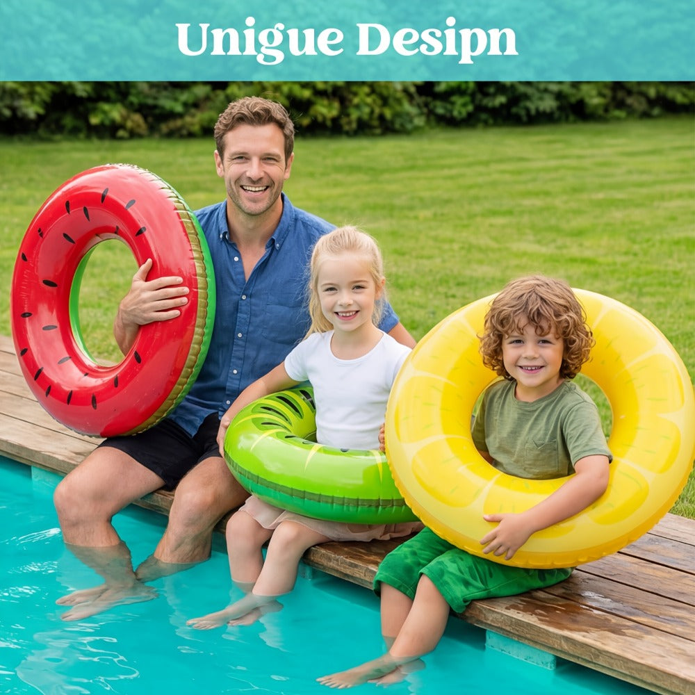 Inflatable Donut Pool Float 3-Pack 32.5 Inch Glitter Swim Ring Set – Strawberry Chocolate Mint Pool Tubes for Summer Pool Party Kids & Adults