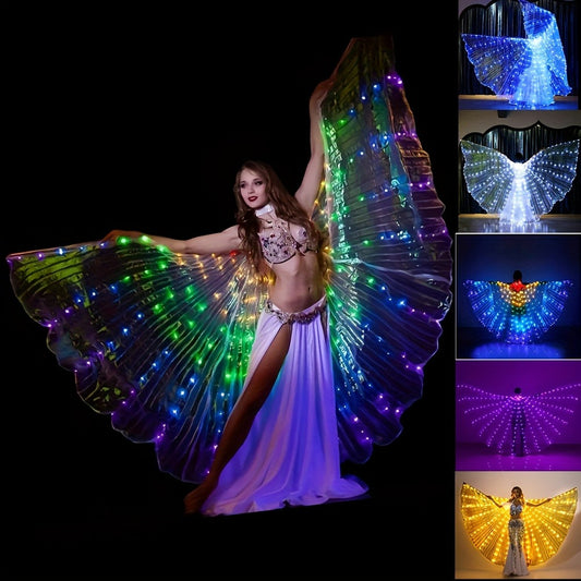 LED Magic Night Feather-Abdominal Dance Costume, Luminous Performance Props, Stage Performance Dress, Role Playing Essential, Perfect Choice for Parties and Performances, Lightweight Fabric, Durable Performance Wear, Glowing Costume, Funky Fashion, Lumino