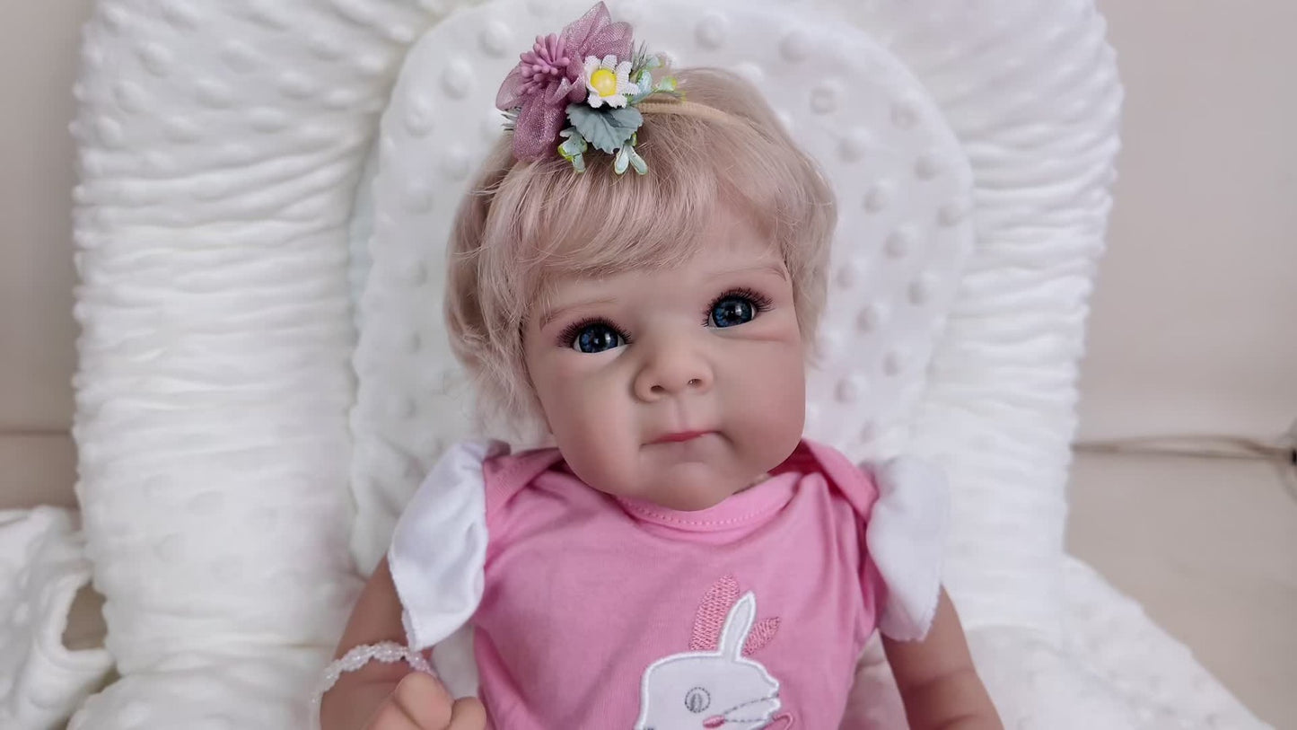 Reborn Baby Doll 16 Inch Handcrafted Newborn with Hand-Applied Eyelashes Rooted Hair Soft Cloth Body & Poseable Limbs – Includes Outfit Pacifier Diaper & Birth Certificate, Lifelike Girl Toy Gift Ages 3+ 42cm