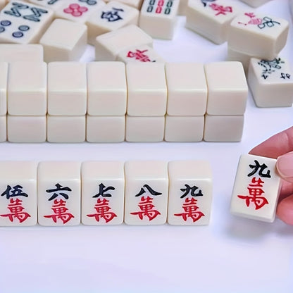 Mini Mahjong Set Portable Travel Size – Authentic Compact Mahjong Game for Family Fun, Logical Thinking & On-The-Go Entertainment, Great Gift for Adults Teens and Families