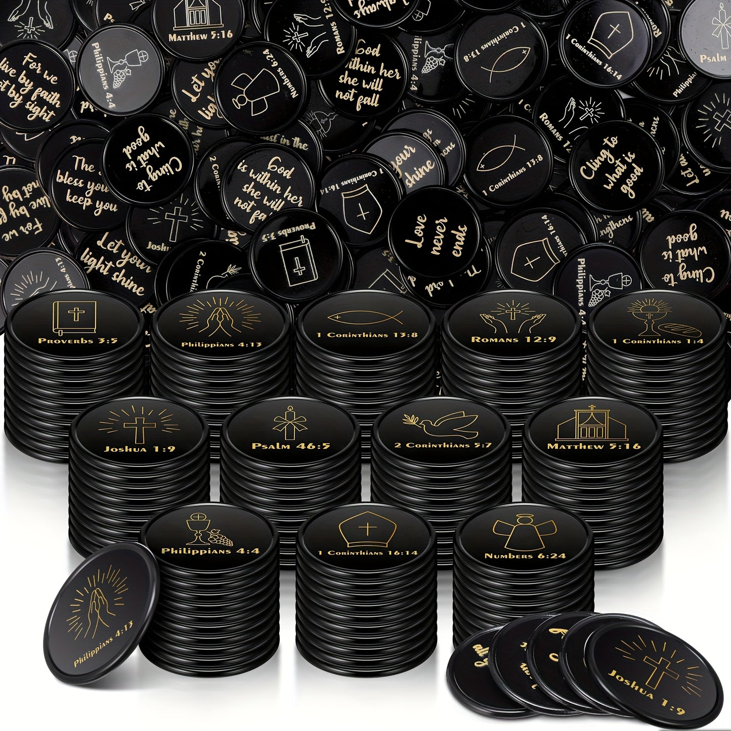 120pcs Christian Gift Bulk Bible Verse Party Favors Christian Themed Tokens Bible Verse Coins for Sunday Motivational Quote Token for Church And VBS Prizes (Classic)
